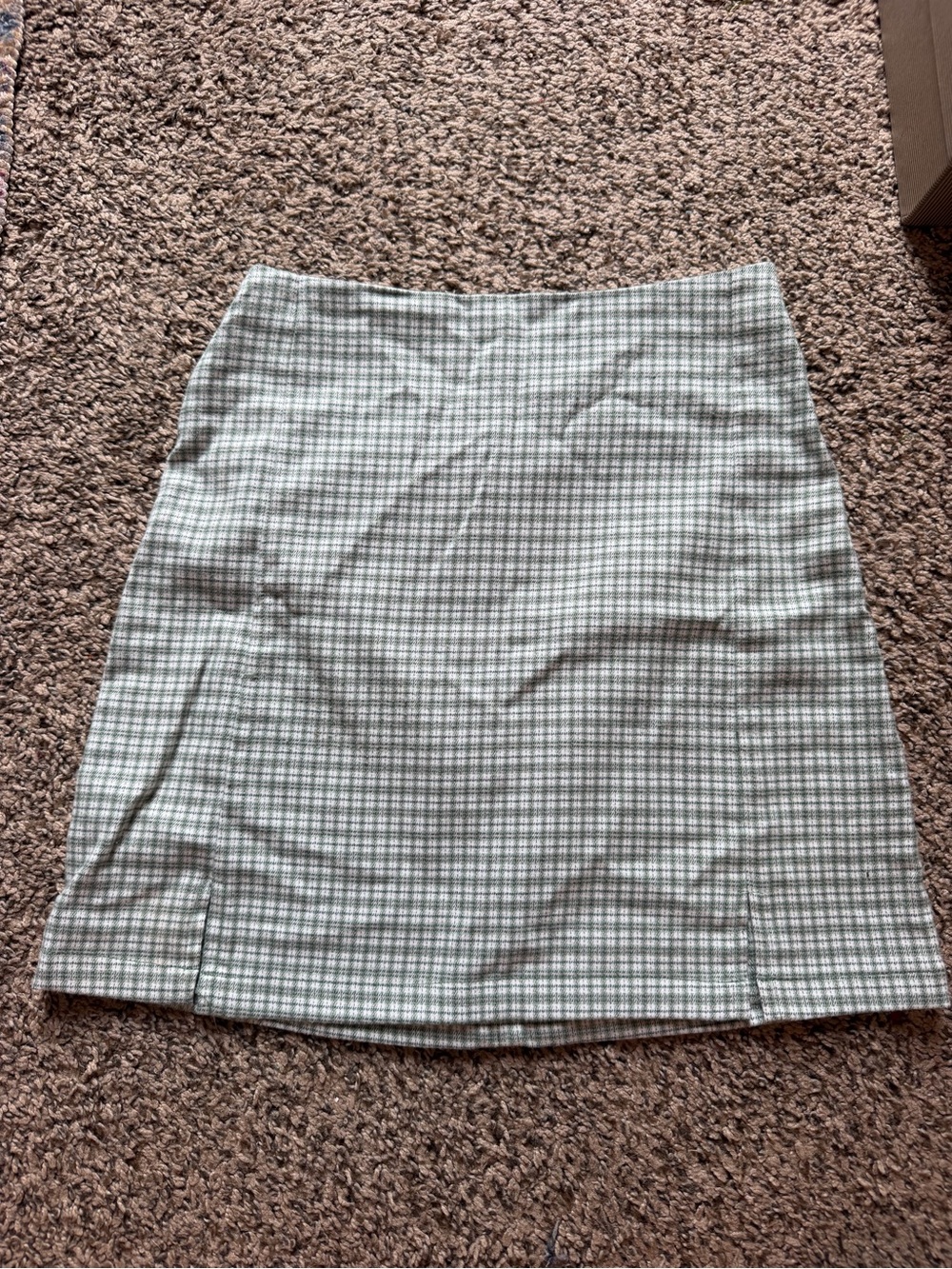 Brandy Checked Mini Skirt in Light Sage and Cream